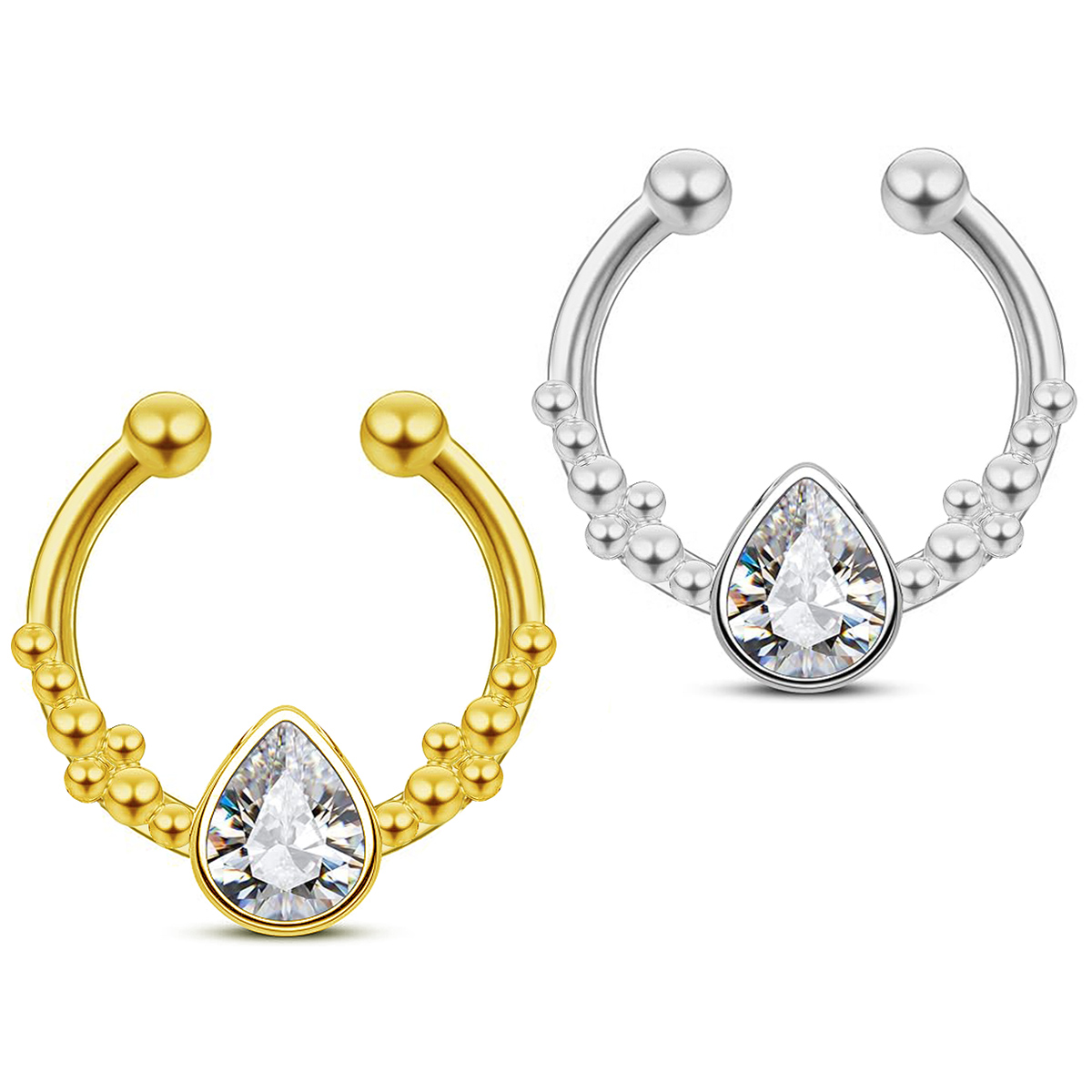 Body Jewelry Septum - 316Lステンレススチール製セプタムクリッカーリング 16G ノーズリング CZ軟骨ヘリックストラガスダイス ピアスジュエリー ユニセックス