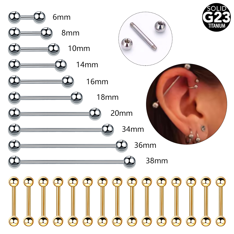 Body Jewelry Nipple Rings - チタンヘリックスピアス,工業用バーベルリング,セクシーなニップルバー,イヤージュエリー,6〜38mm, 1個,5個