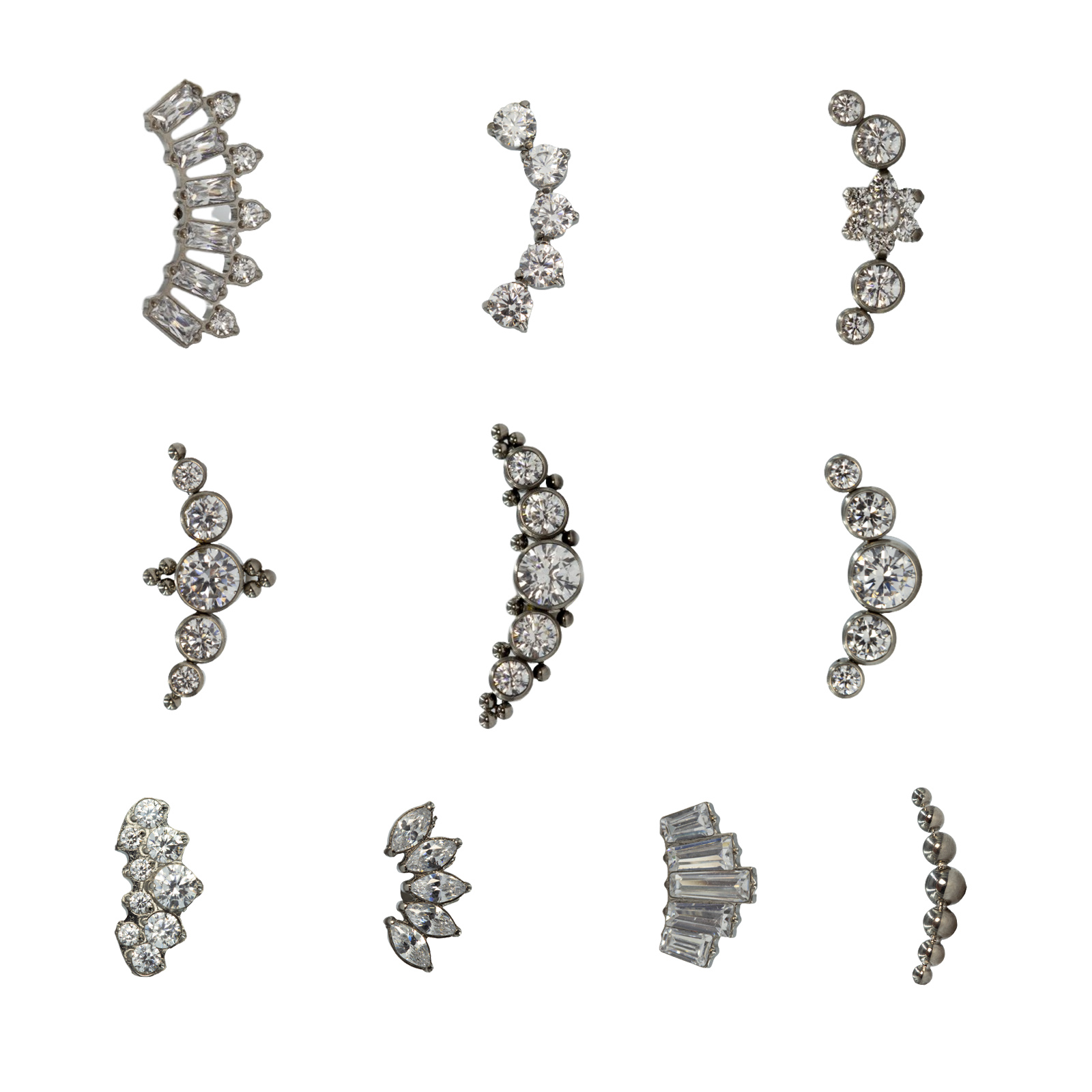 Body Jewelry Implant Grade - チタンピアスジュエリー,内部クラウン,キュービックジルコニア,cz,耳珠の矯正,astm f136,16g