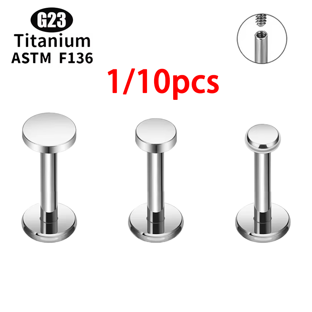 Flat Back Labret Stud - ASTM F136 チタンサークルドットフラットディスクスタッドイヤリング 16 グラムラウンドディスク軟骨ヘリックス珠耳たぶノーズスタッドジュエリー