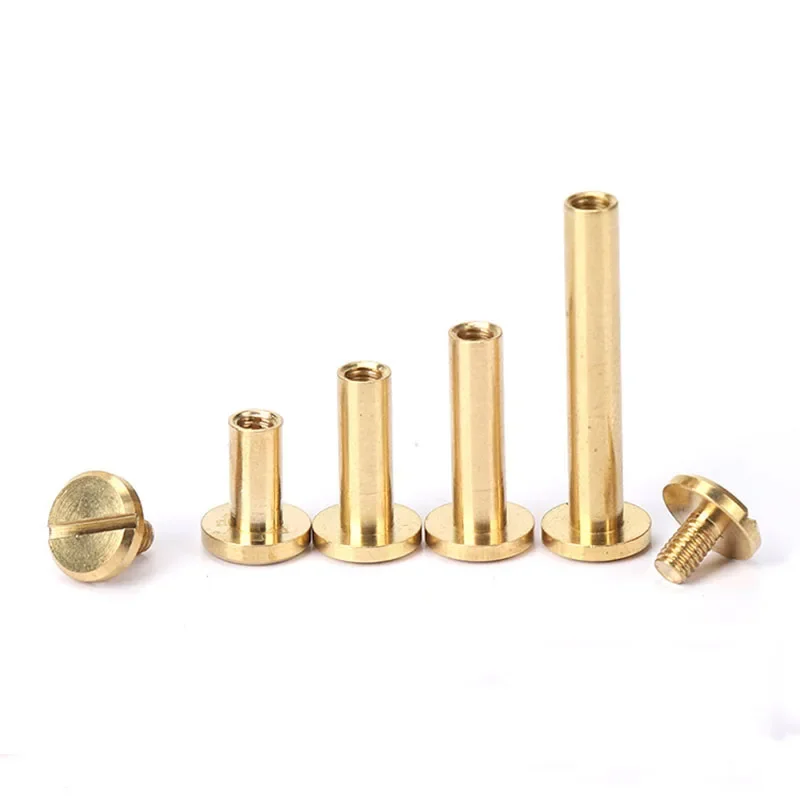 Body Jewelry Chicago - 10 セットソリッドブラスバインディングシカゴネジベルトネジスタッドリベットフォトアルバムレザークラフトベルト財布ファスナー