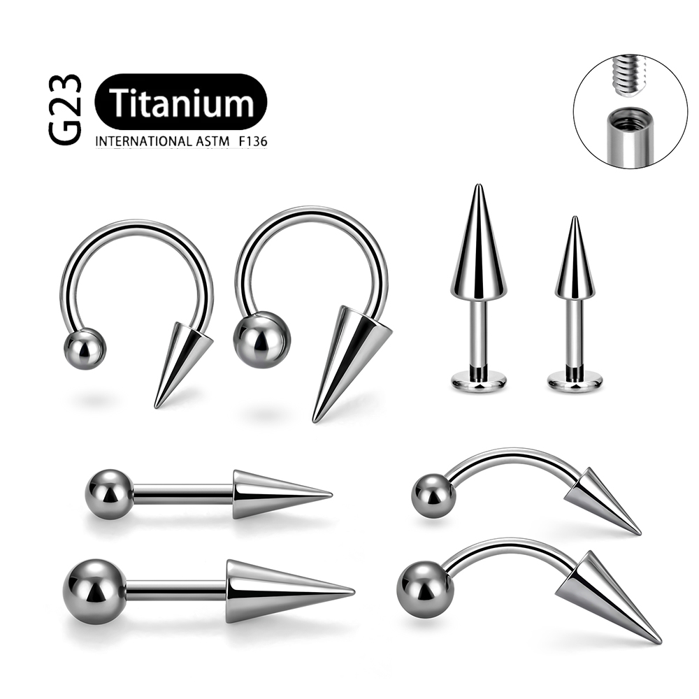 Body Jewelry Implant Grade - 1 個インプラントグレード F136 チタンゴシックスパイクラブレット耳珠ヘリックスバーリップバーリングスタッド軟骨耳ピアスボディジュエリー