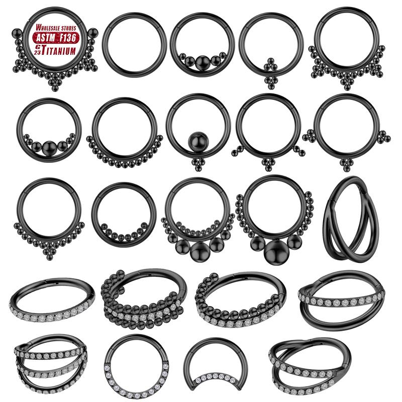 Body Jewelry Implant Grade - 鼻ピアス,軟骨セプタム,鼻ピアス,グレードf136用の黒いチタンピアス