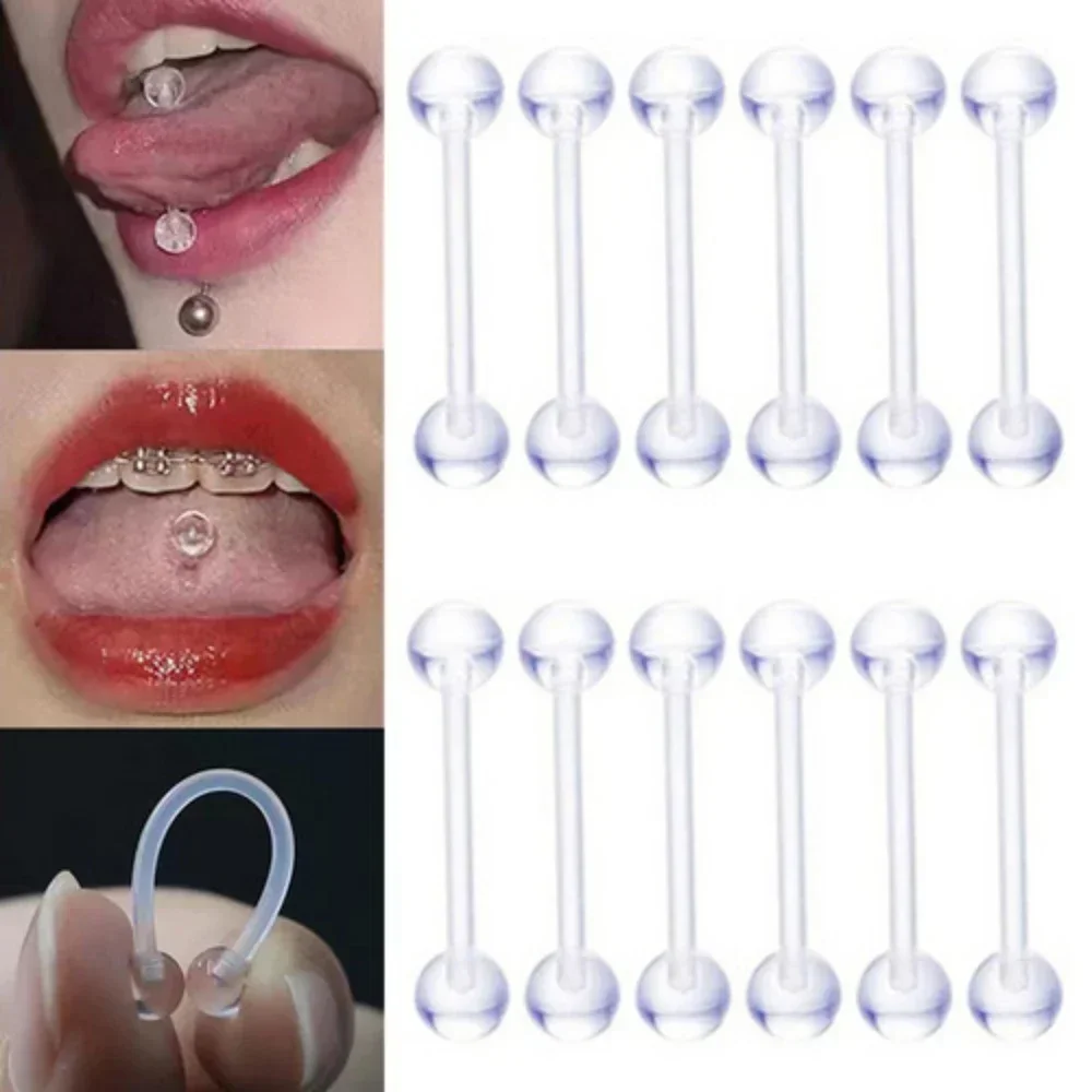 Body Jewelry Nipple Rings - アクリルバーベルタングリング,工業用ピアスジュエリー,マルチバーレングス,乳首と耳,14g, 1.6mm, 5個,10個,20個