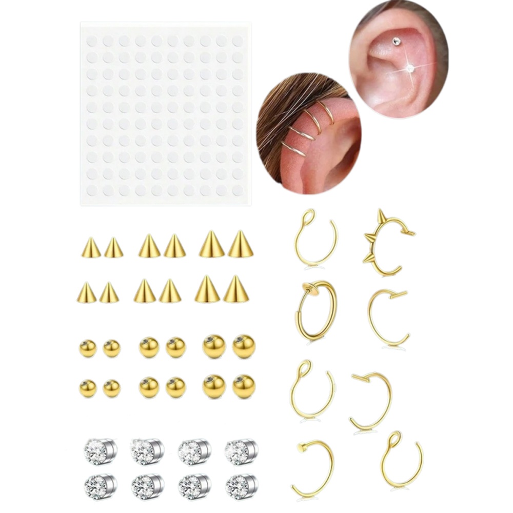 Body Jewelry Septum - フェイクノーズリング、フェイクセプタム（女性用）、フェイクノーズピアス、スプリングクリップ式、ノンピアス、フェイクボディピアスジュエリー