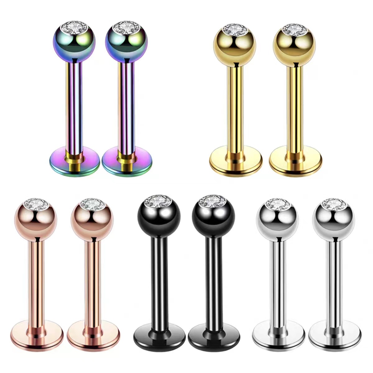 Body Jewelry Septum - 16G サージカルスチール ボールトップ CZ リップ セプタム