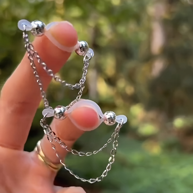 Body Jewelry Nipple Rings - 調節可能なフェイクニップルリング 1 組 - 輝くアクセントが付いたノンピアスアクリルニップルリング |