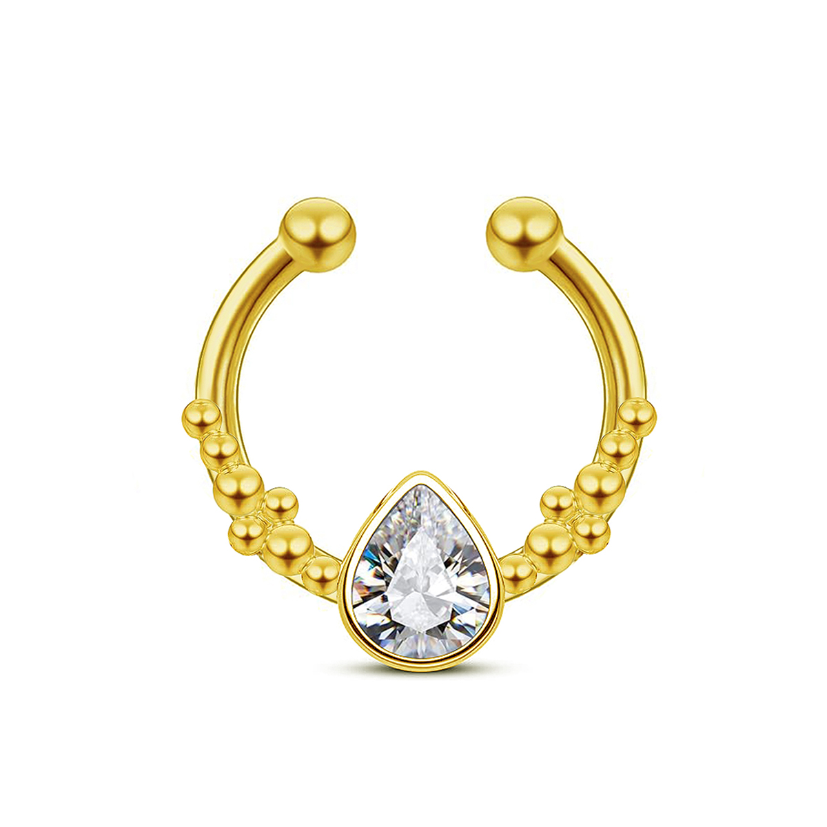 Body Jewelry Septum - ステンレス鋼ホースシューウォータードロップノーズリング女性用、ミルプラグクリップなし、パンチングピアスジュエリー