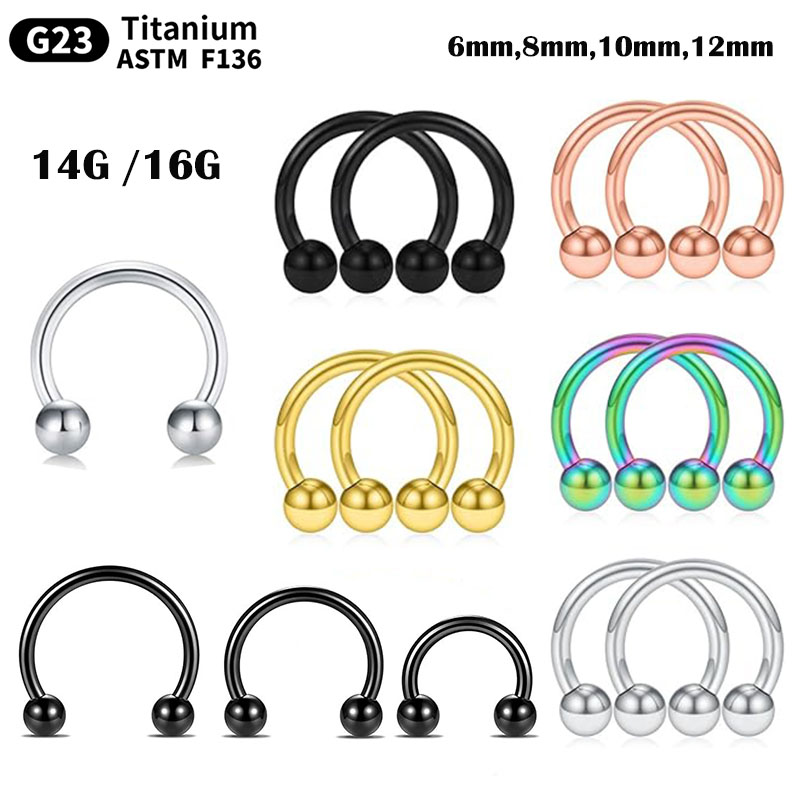Body Jewelry Nipple Rings - チタン馬蹄形セプタムリング,鼻リング,ヘリックス,軟骨,耳珠イヤリング,乳首,眉毛ボディピアス,1 5個