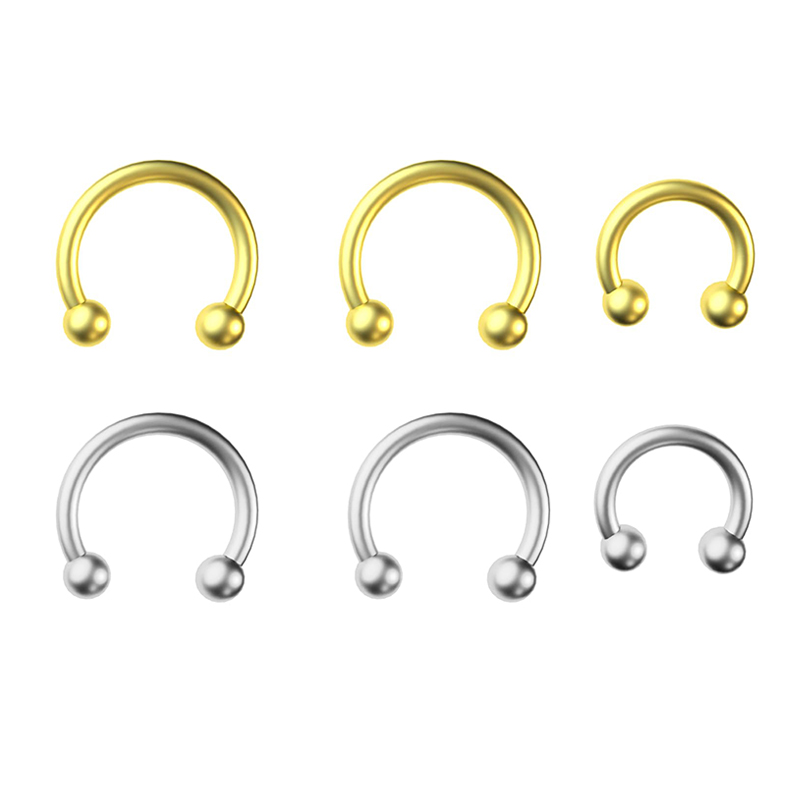Body Jewelry Septum - 5個/ロット ステンレス鋼 18G ホースシュー型 サークルバーベル 鼻ピアス