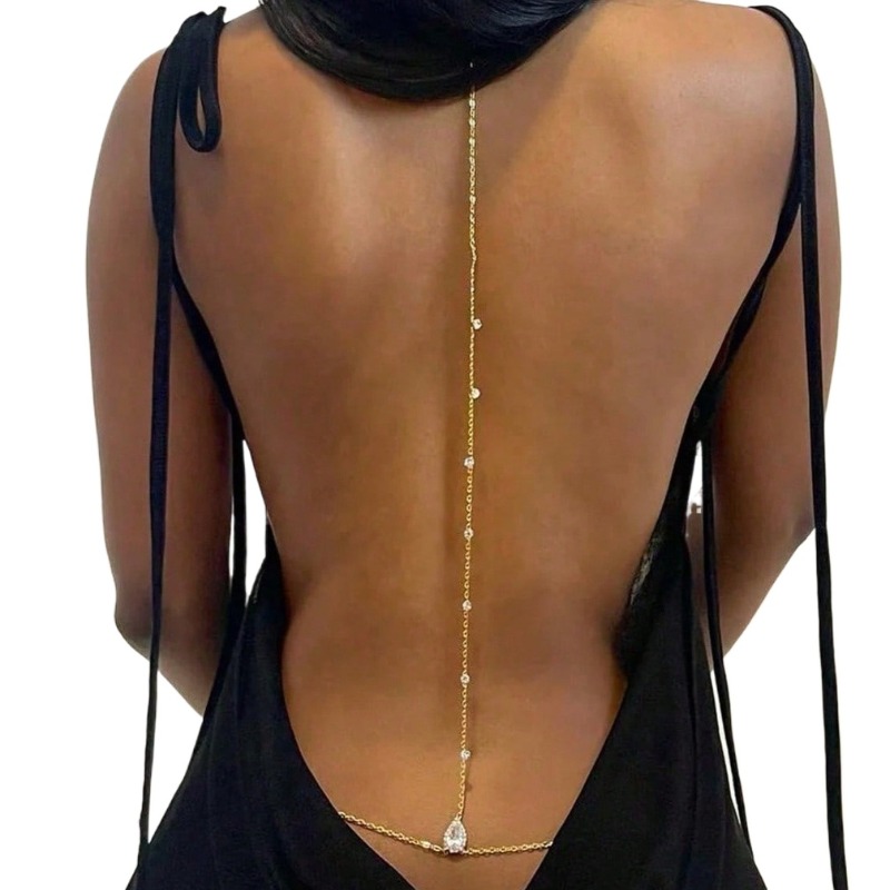 Body Jewelry Dress - 花嫁背中の開いたラインストーン水滴ボディチェーンベリーウエストネックレス女性ママガールフレンド夏のビーチボディジュエリー