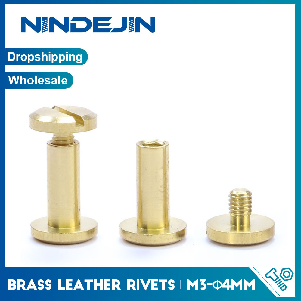 Body Jewelry Chicago - Nindejin-DIYベルト用真ちゅう製チカゴネジ、革リベット、製本ネジ、ハンドバッグ用釘、ベルト、m3、od 4mm、10セット