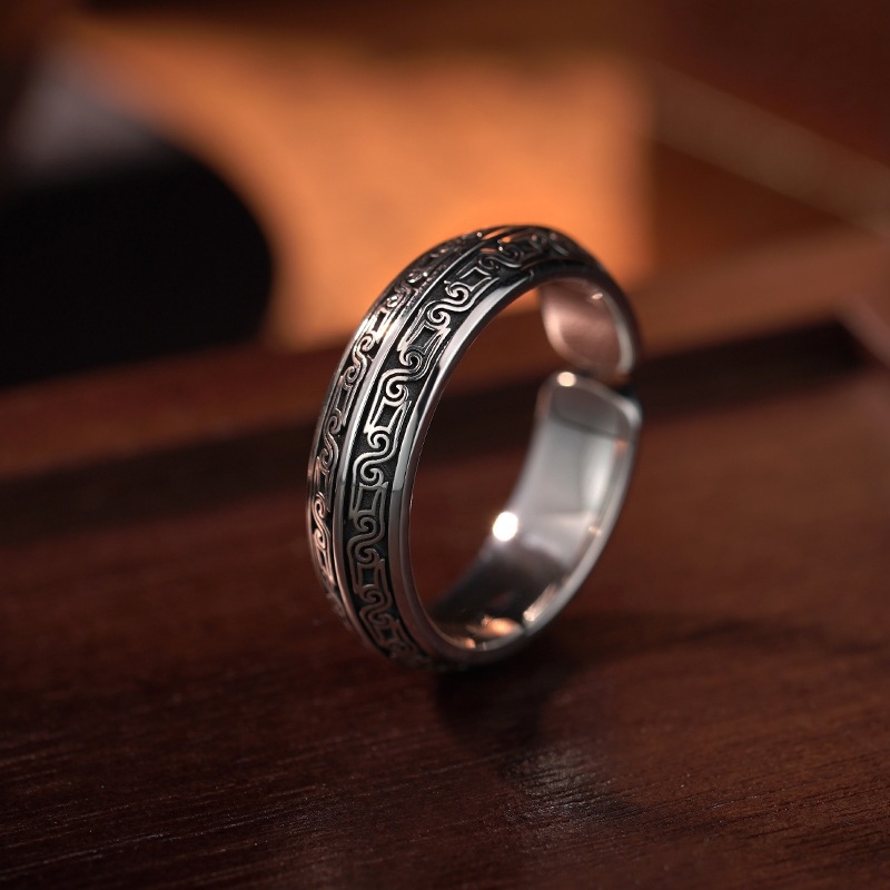 Body Jewelry High End - 高級感のある中国風の要素を備えたブロンズビーストボディスクロールリング、男性用と女性用のジュエリーです。
