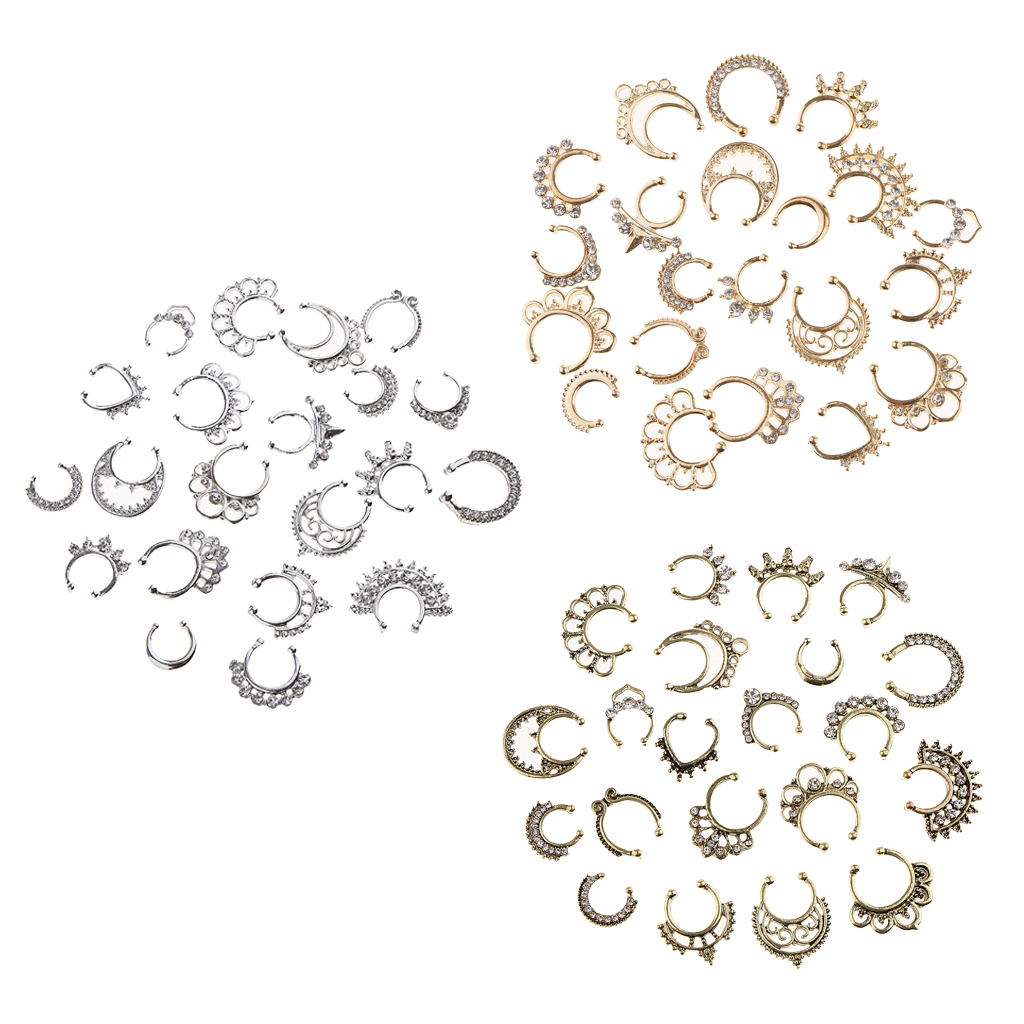 Body Jewelry Hot - フェイクセプタム,フェイクノーズクリップ,ジュエリー,フェイクフープリング,ラインストーン,ステンレススチール,ファッショナブル,卸売り,21/3個,特別オファー,卸売