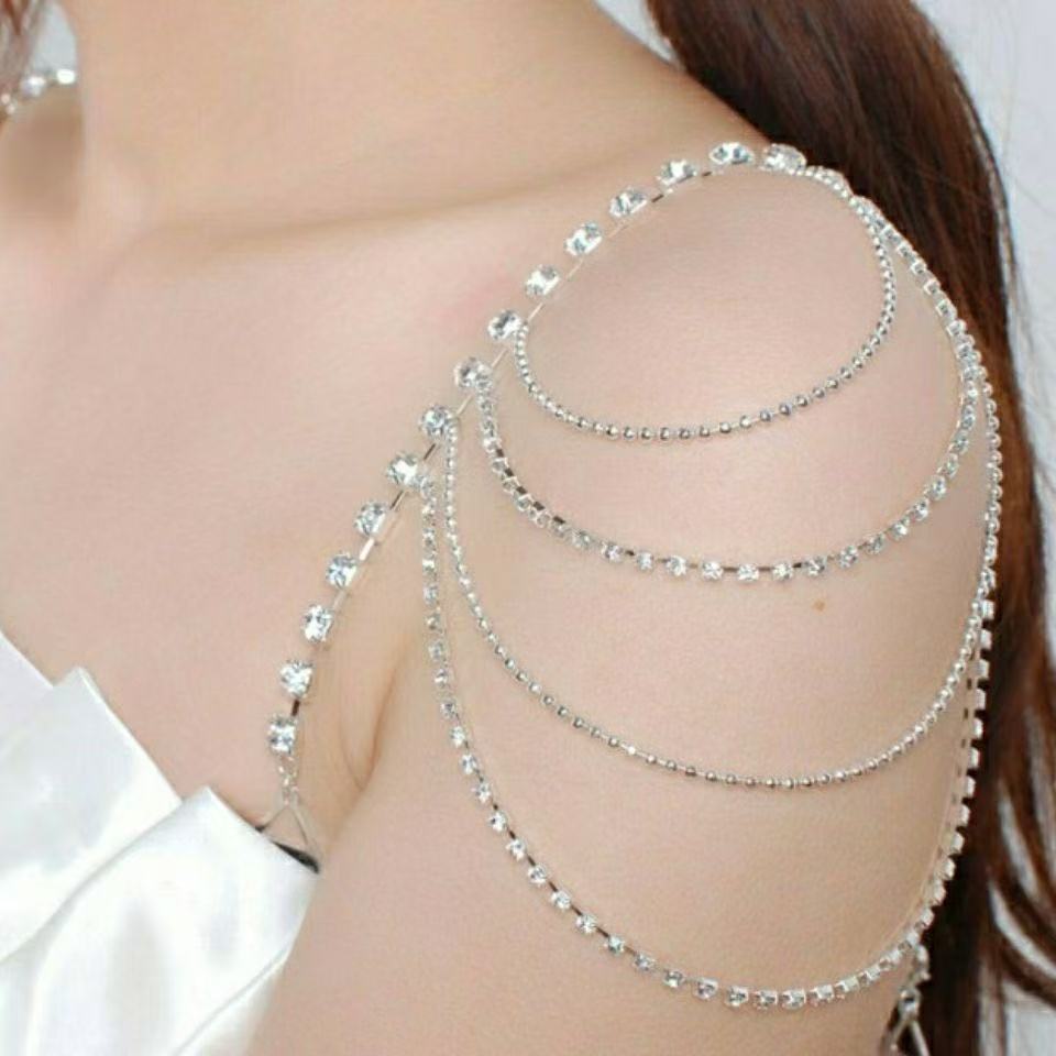 Body Jewelry High End - ヨーロッパとアメリカの多層ショルダーチェーン、ラインストーン、シンプルなチェーン、高級バンケットドレス、パーティーボディチェーン