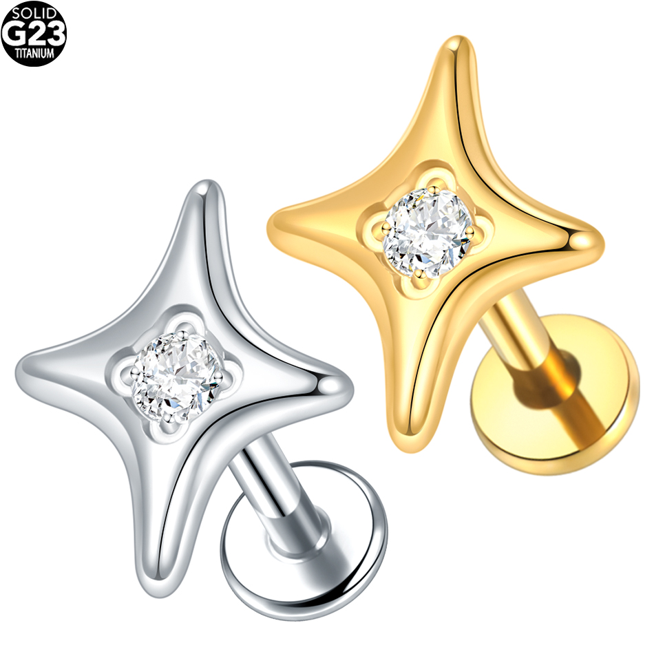 1/5個入り G23チタン製 耳軟骨用フラットバックスタッド - Flat Back Labret Stud のレビューと価格