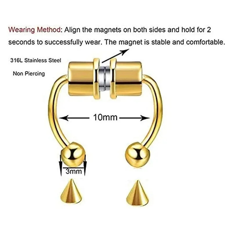 1/2/3 個の偽磁気鼻リング、フェイクピアス鼻リング、非ピ - Body Jewelry Septum のレビューと価格
