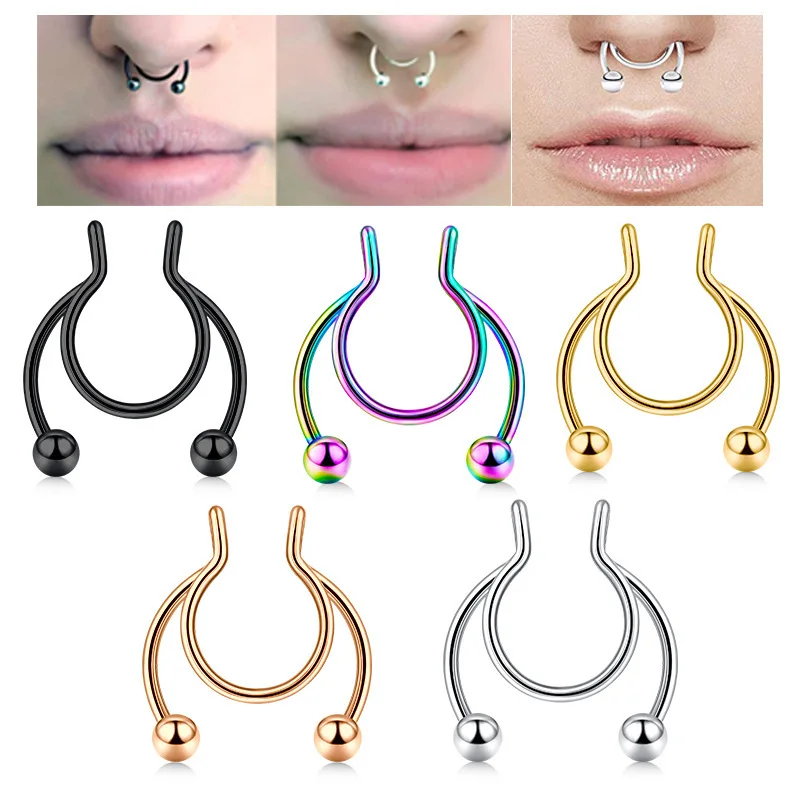 U 字型偽鼻リングヒップフープセプタムロックステンレス鋼クリ - Body Jewelry Septum のレビューと価格