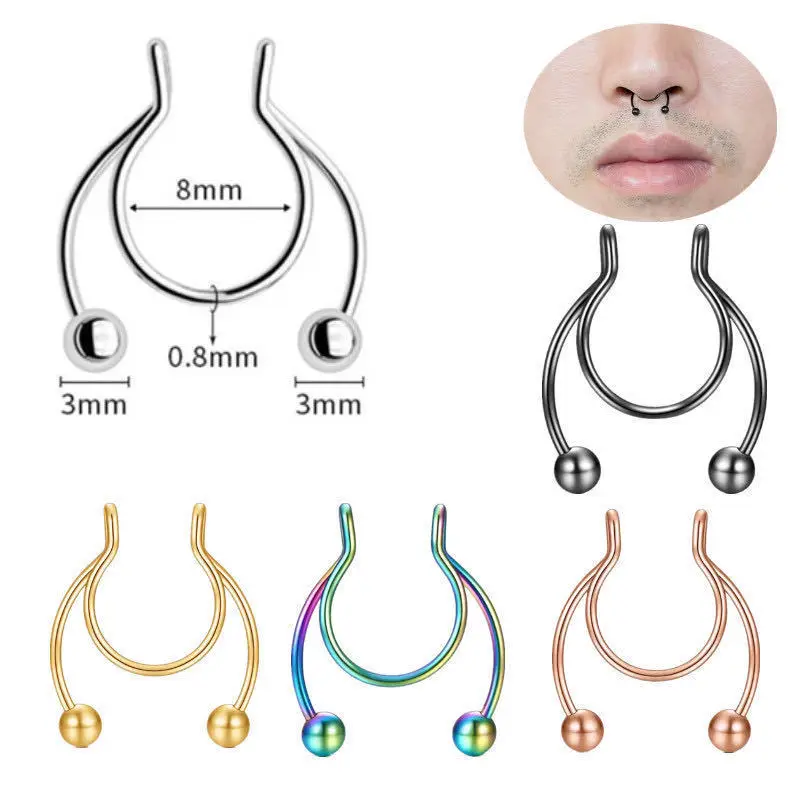 U 字型偽鼻リングヒップフープセプタムロックステンレス鋼クリ - Body Jewelry Septum のレビューと価格