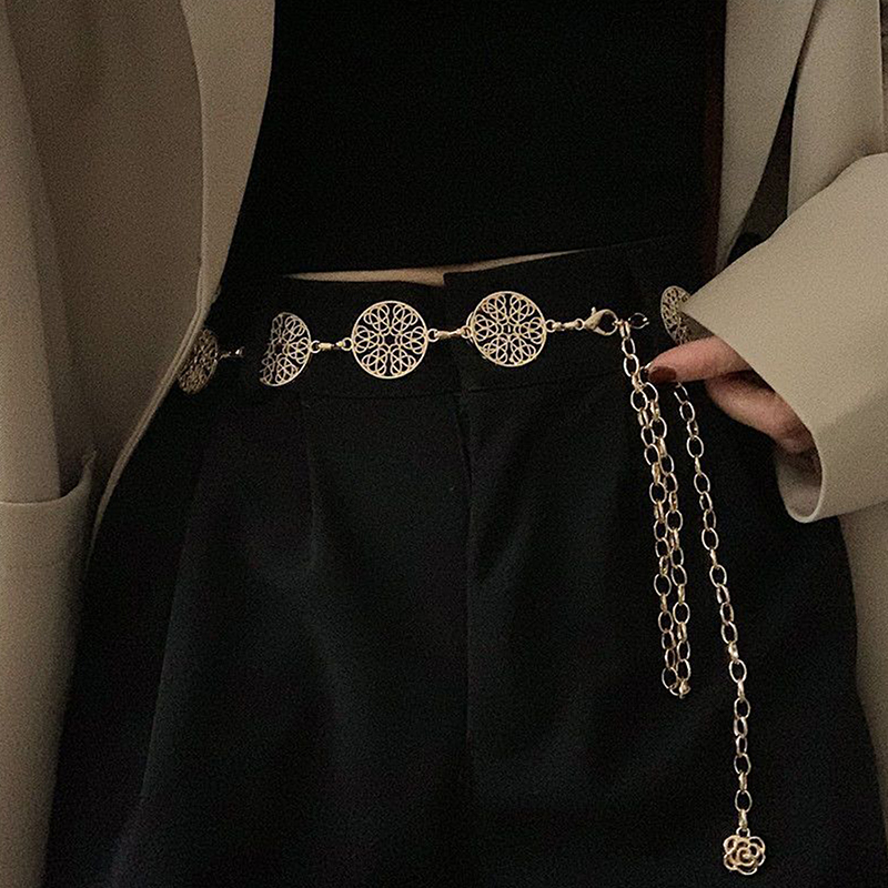 エレガントなラウンドメタルベルト女性のためのレトロゴールドシ - Body Jewelry Dress のレビューと価格