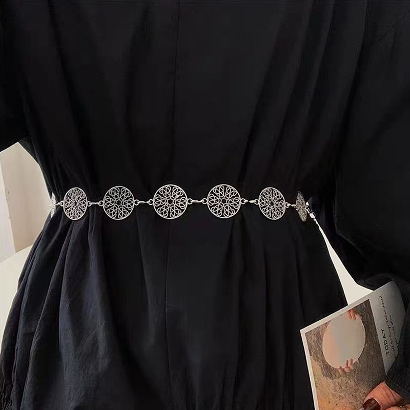 エレガントなラウンドメタルベルト女性のためのレトロゴールドシ - Body Jewelry Dress のレビューと価格