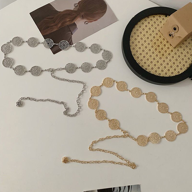 エレガントなラウンドメタルベルト女性のためのレトロゴールドシ - Body Jewelry Dress のレビューと価格