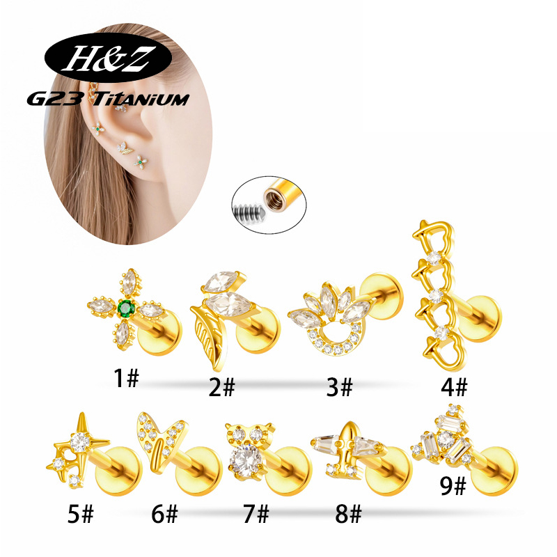 1PC G23 チタン16G フラワーCZ ラブレットスタッ - Body Jewelry Implant Grade のレビューと価格