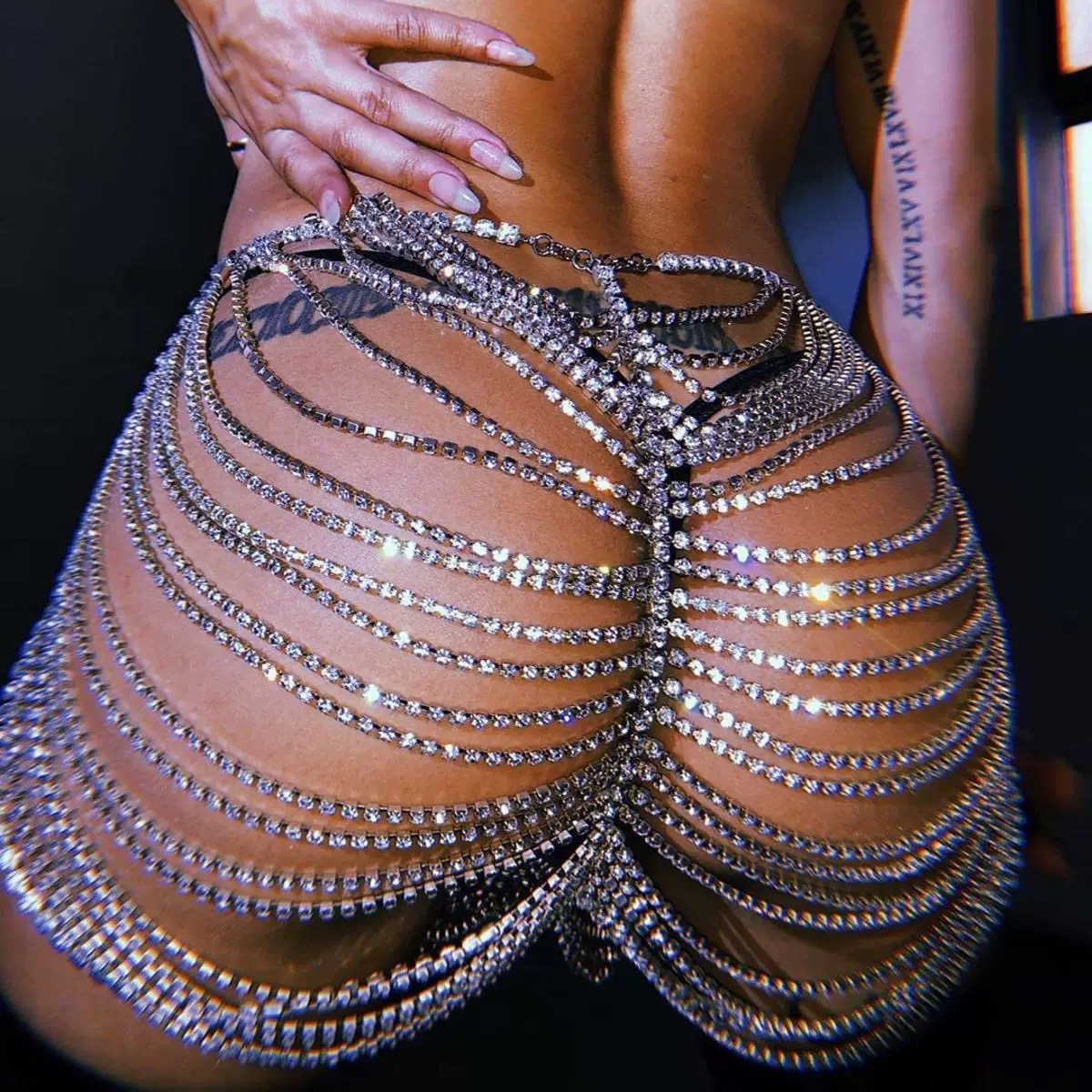 1pcセクシーなファッショナブルなラインストーンバットスカー - Body Jewelry Dress のレビューと価格