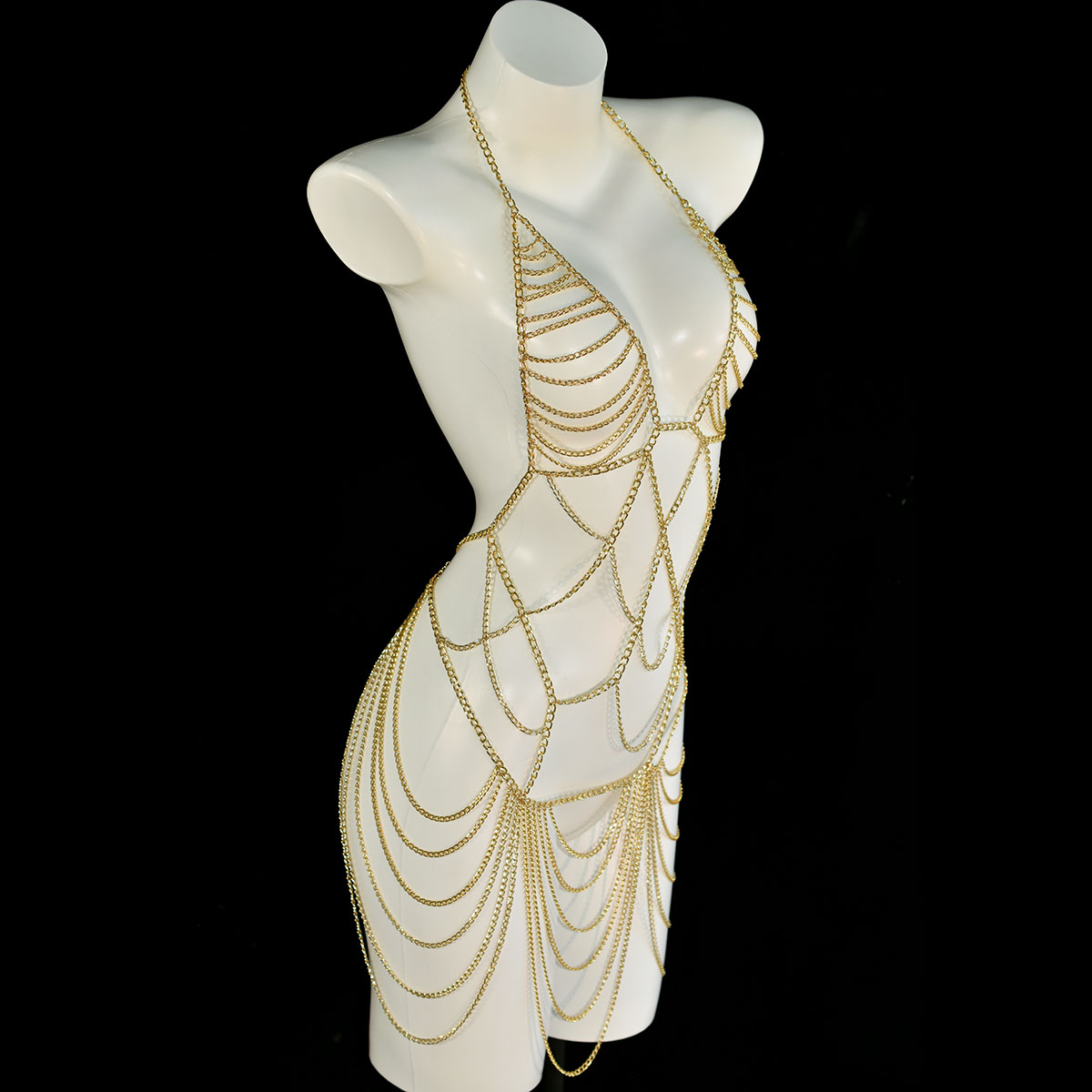 重工業風豪華ロングメタルタッセルドレス個性派ホロースリムレデ - Body Jewelry Dress のレビューと価格