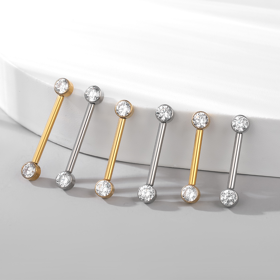 1/5 個インプラントグレードチタン雌ねじ乳首バーベル CZ - Body Jewelry Implant Grade のレビューと価格