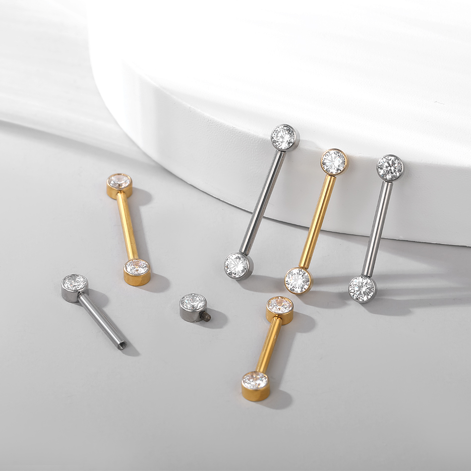 1/5 個インプラントグレードチタン雌ねじ乳首バーベル CZ - Body Jewelry Implant Grade のレビューと価格