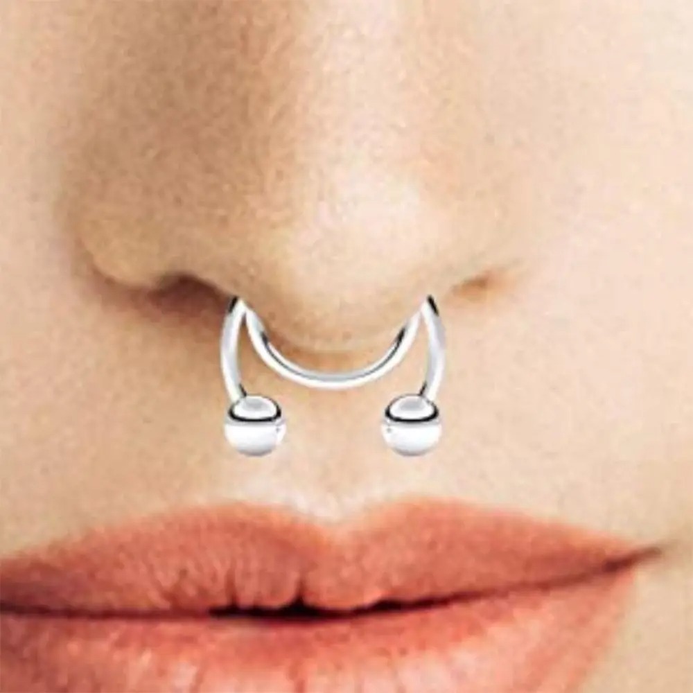2 個ステンレス鋼フェイクセプタムノーズリング非ピアスカラフ - Body Jewelry Septum のレビューと価格