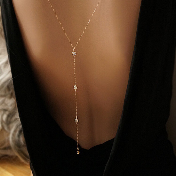 ラインストーン付きセクシーな女性用バックチェーンネックレス、 - Body Jewelry Dress のレビューと価格