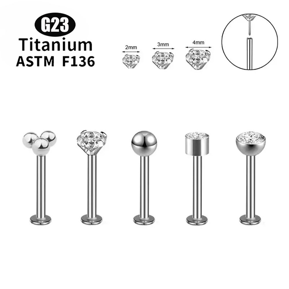 ASTM F136 チタンプッシュピン 5A ジルコンラブレ - Flat Back Labret Stud のレビューと価格