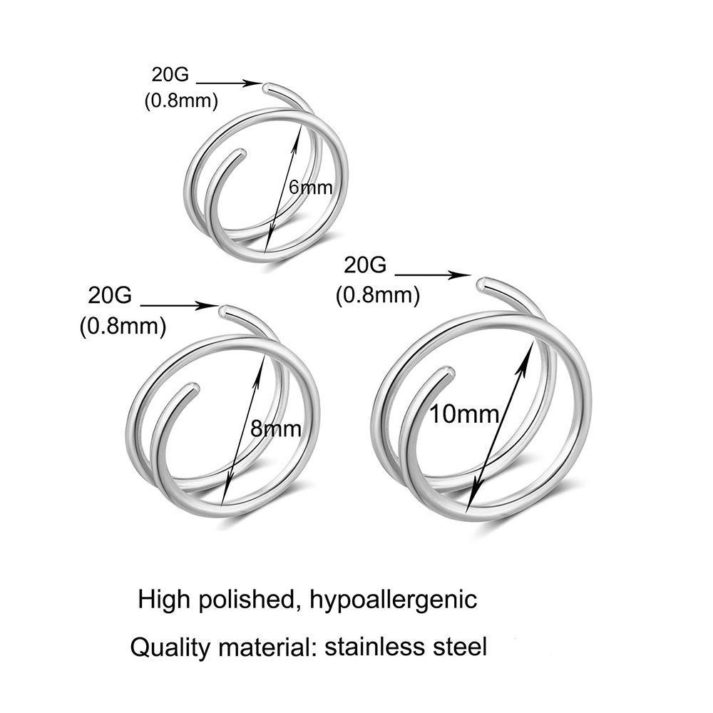 1PC ステンレス鋼 316 ダブルスパイラルまたは二重層ノ - Body Jewelry Septum のレビューと価格