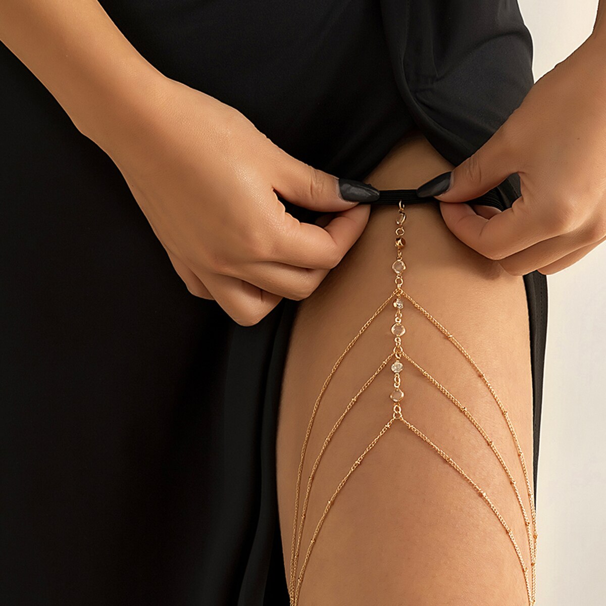 自由奔放に生きる弾性バンドクリスタル脚太ももチェーン女性の夏 - Body Jewelry Dress のレビューと価格