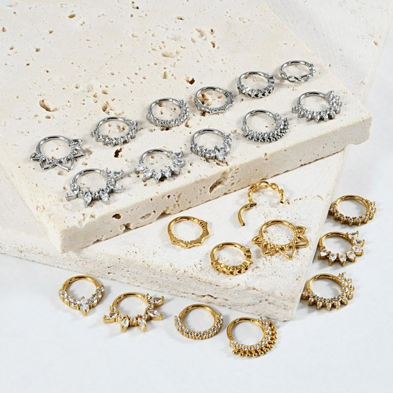 31BB クリスタル鼻耳軟骨リングスタイリッシュなセプタムリ - Body Jewelry Septum のレビューと価格