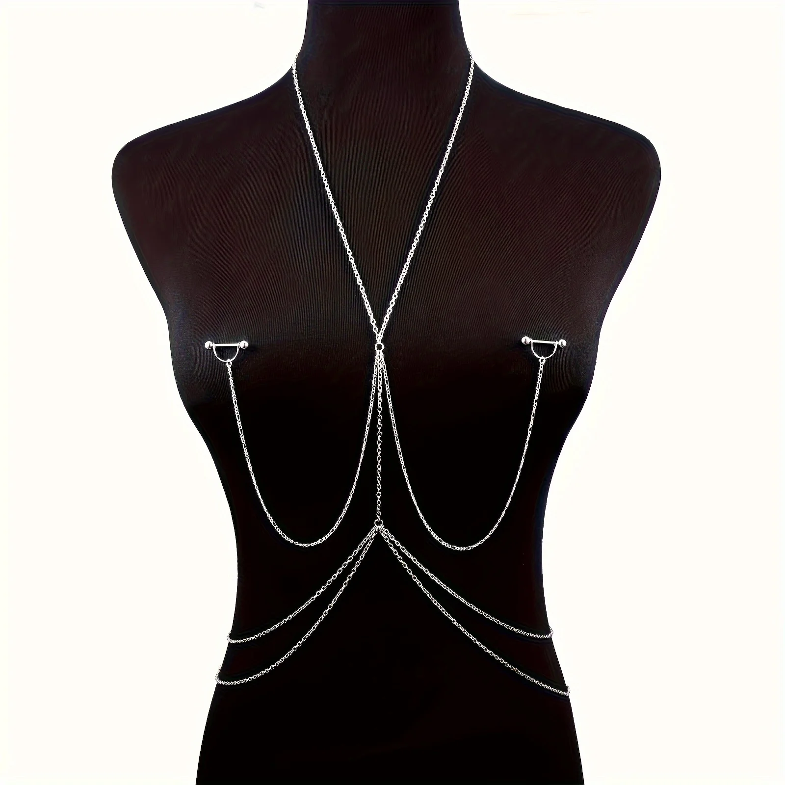 エレガント&セクシーなボディチェーン1個、14Gバーベルニッ - Body Jewelry Nipple Rings のレビューと価格