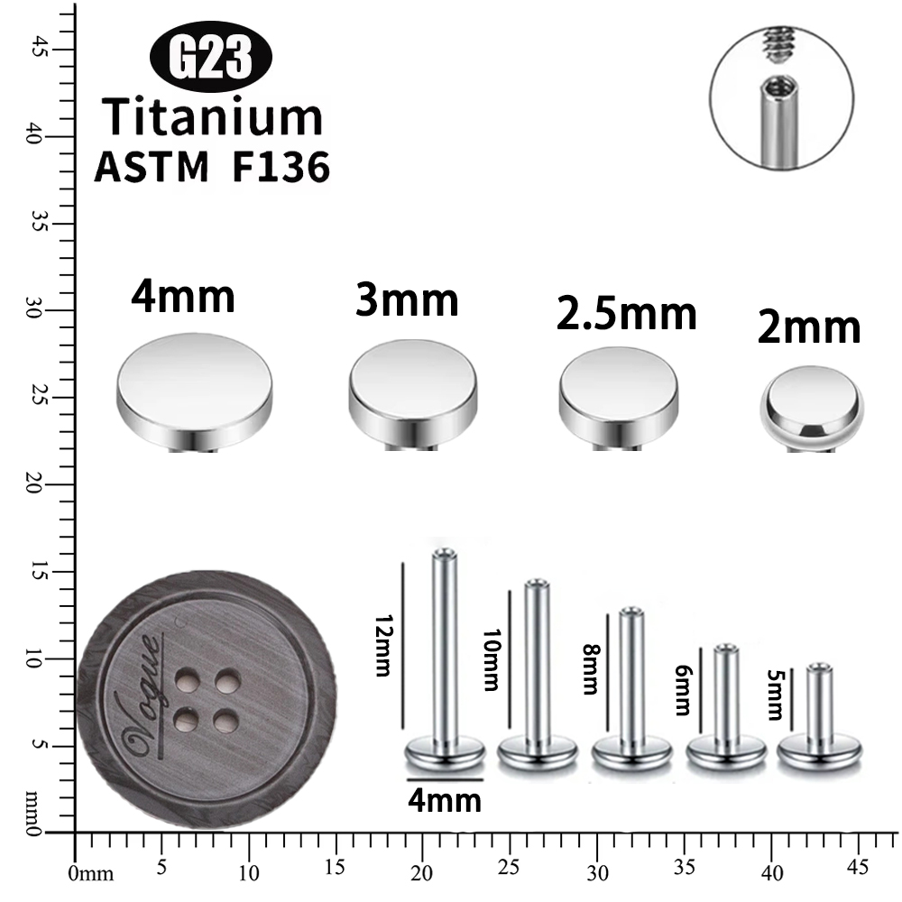 ASTM F136 チタンサークルドットフラットディスクスタ - Flat Back Labret Stud のレビューと価格