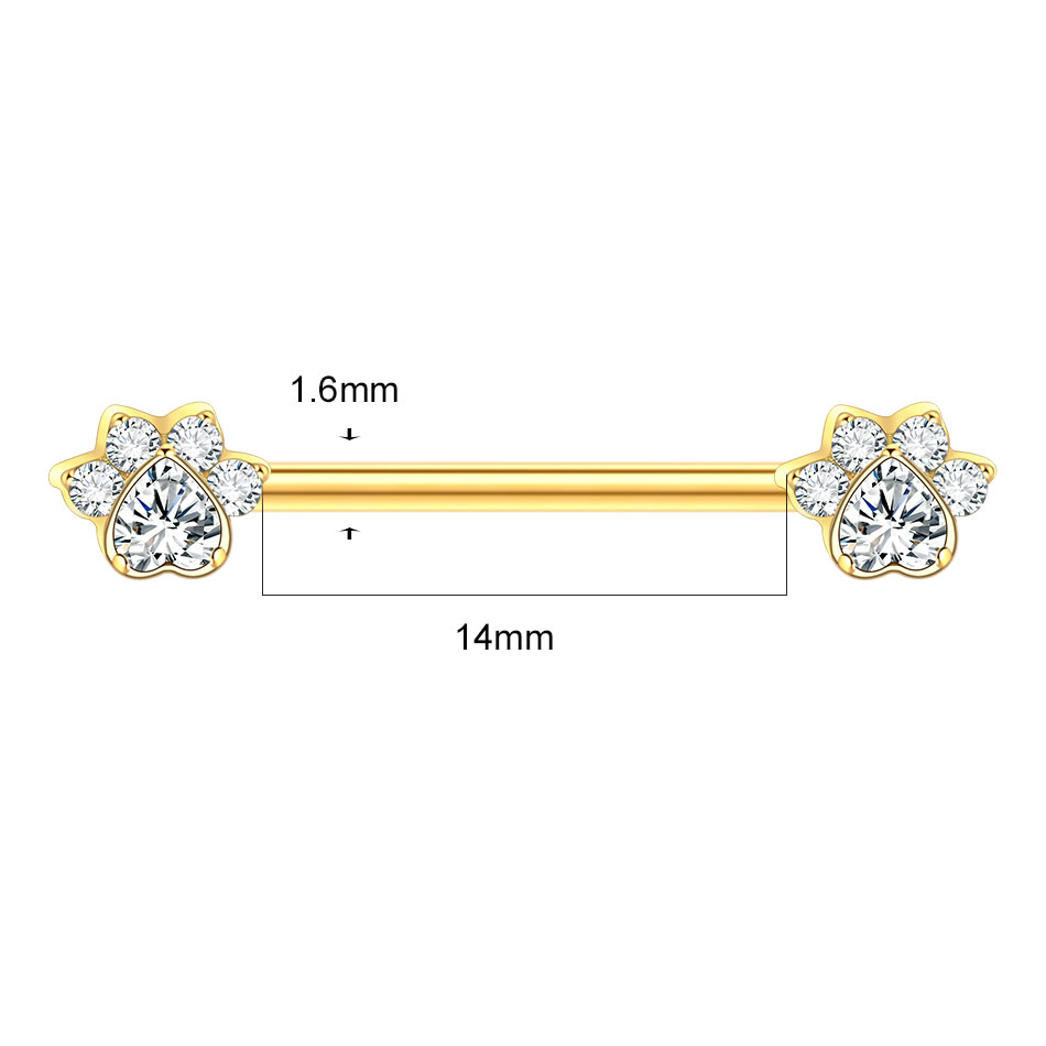 1個 チタン製フラワーニップルピアス バーベルリング CZジ - Body Jewelry Nipple Rings のレビューと価格
