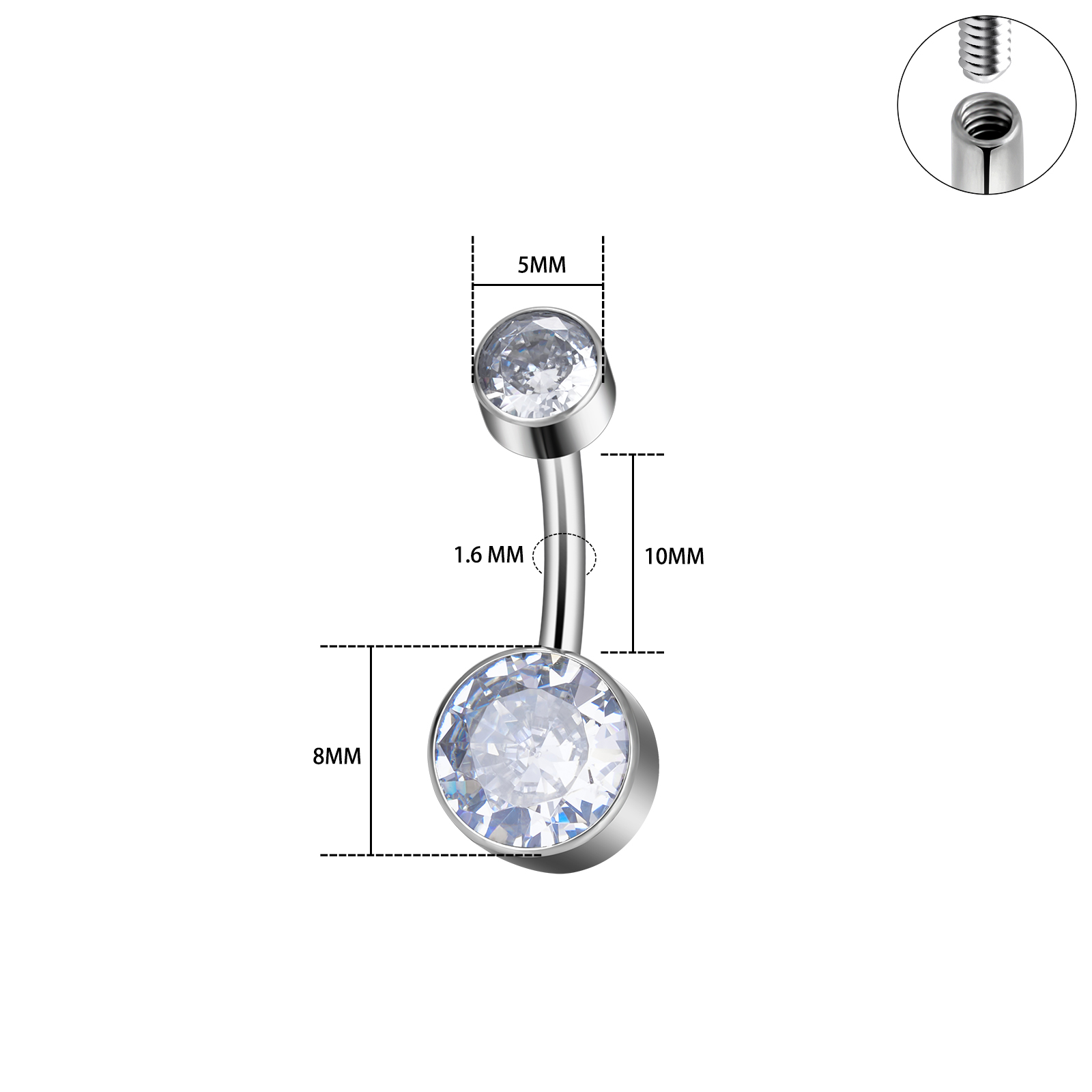 注g23-女性用チタンへそピアス,14g,内部スレッド,セク - Body Jewelry Implant Grade のレビューと価格