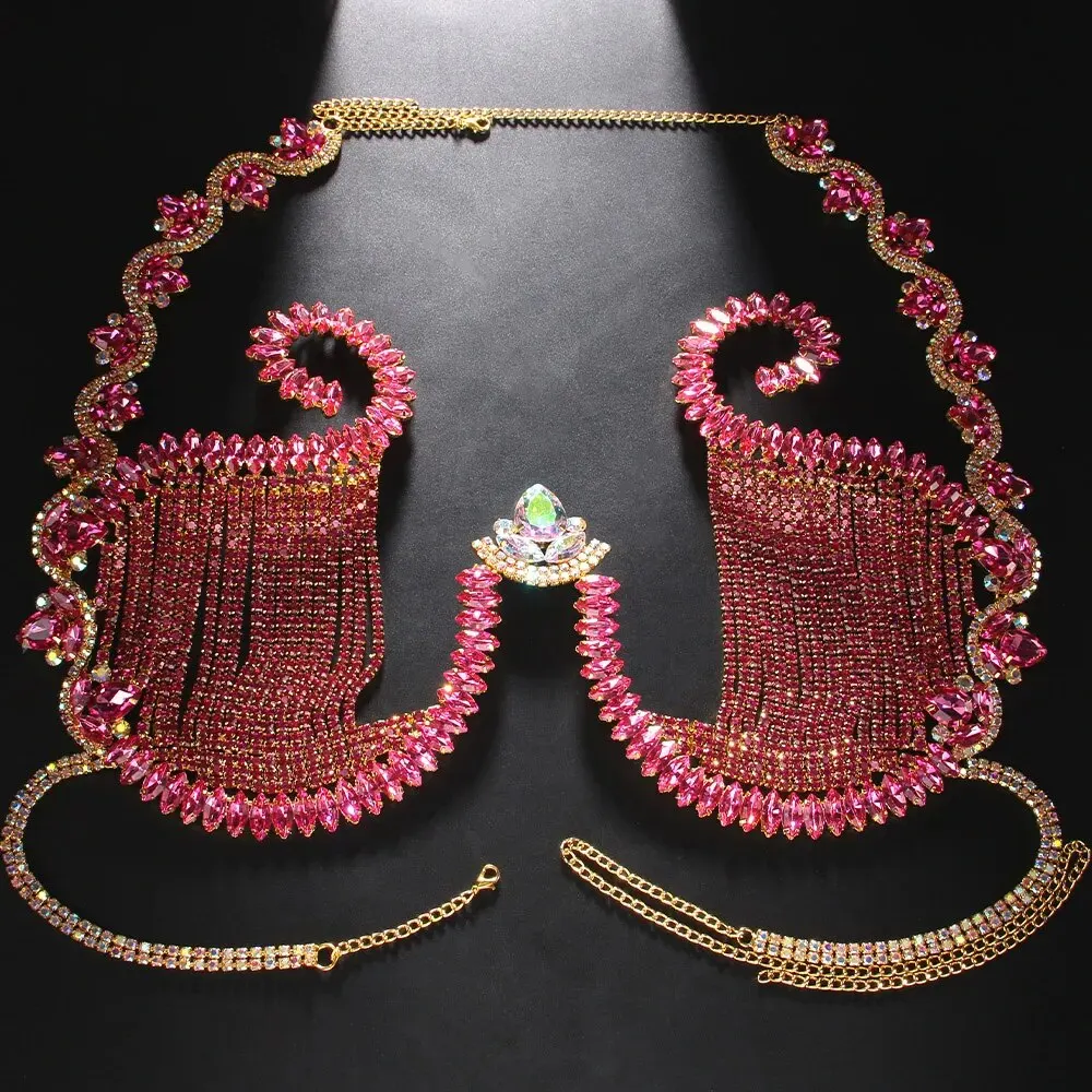 女性のためのピンクのクリスタルの胸のサポート,ナイトクラブの - Body Jewelry Dress のレビューと価格