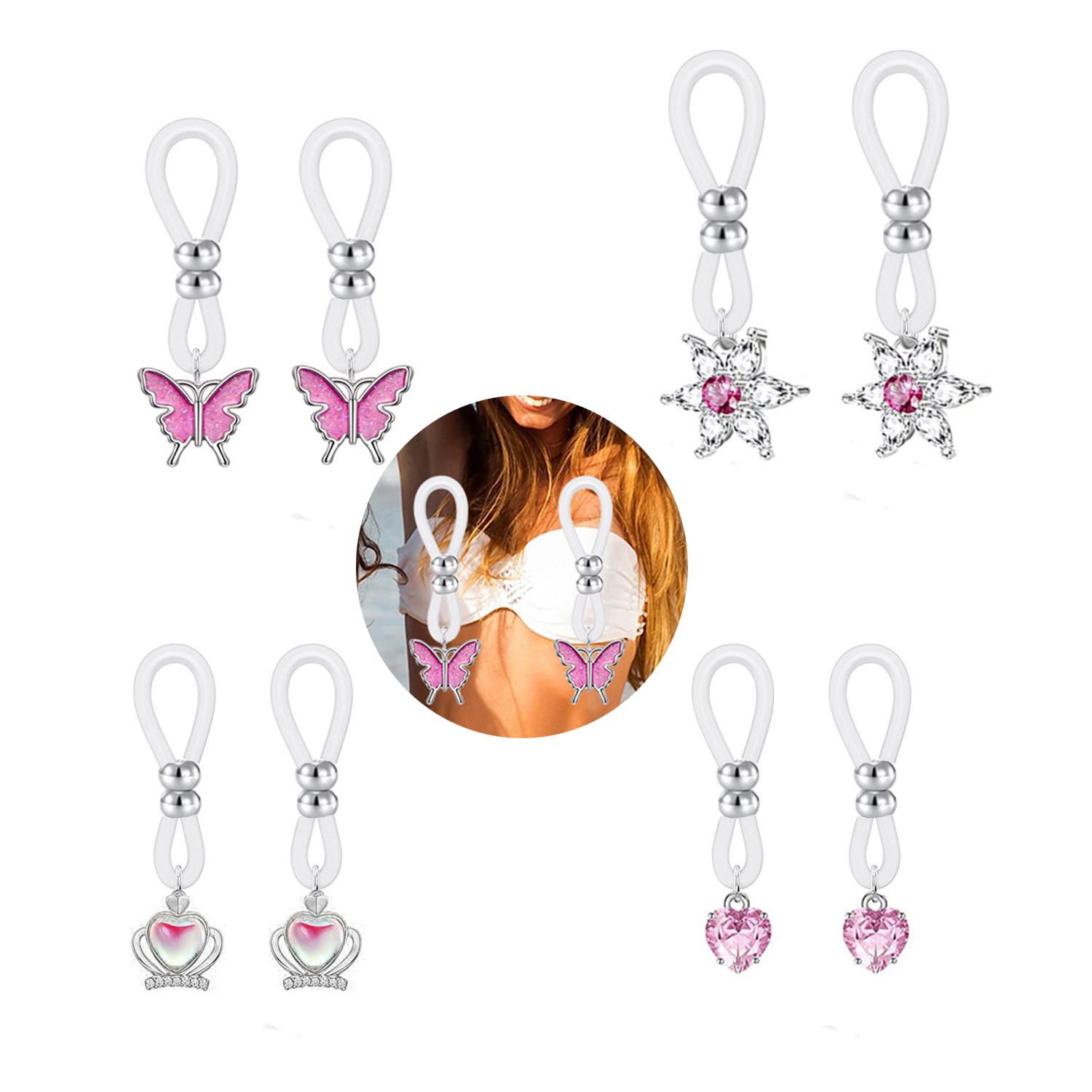 女性のためのセクシーなシリコーン合金パンク,偽の乳首パンク, - Body Jewelry Nipple Rings のレビューと価格