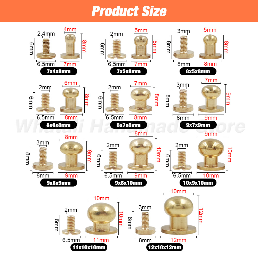 10 個固体真鍮ボタンベルトバッグリベットバックネイル丸頭ボ - Body Jewelry Chicago のレビューと価格