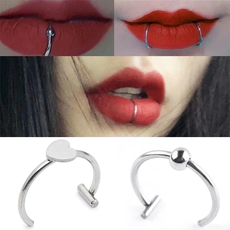 1個 ステンレス製 フェイクノーズリング フープ セプタムリ - Body Jewelry Septum のレビューと価格
