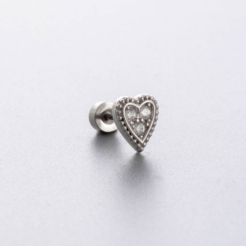 G23チタン製ハート型フラットバック軟骨スタッドピアス、キュ - Flat Back Labret Stud のレビューと価格