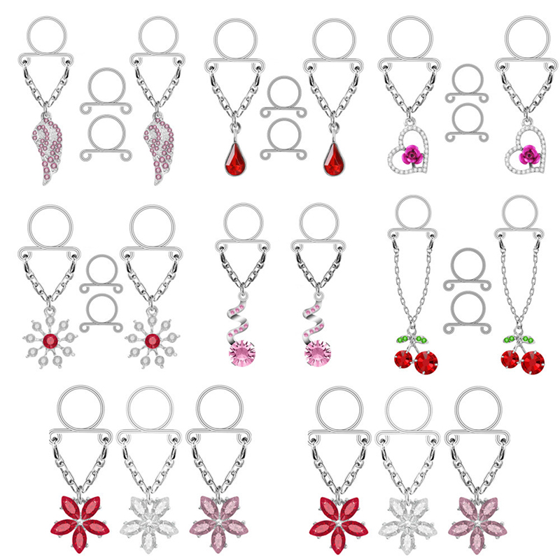 新しい1ペアセクシータッセルクリスタルバタフライペンダントフ - Body Jewelry Nipple Rings のレビューと価格