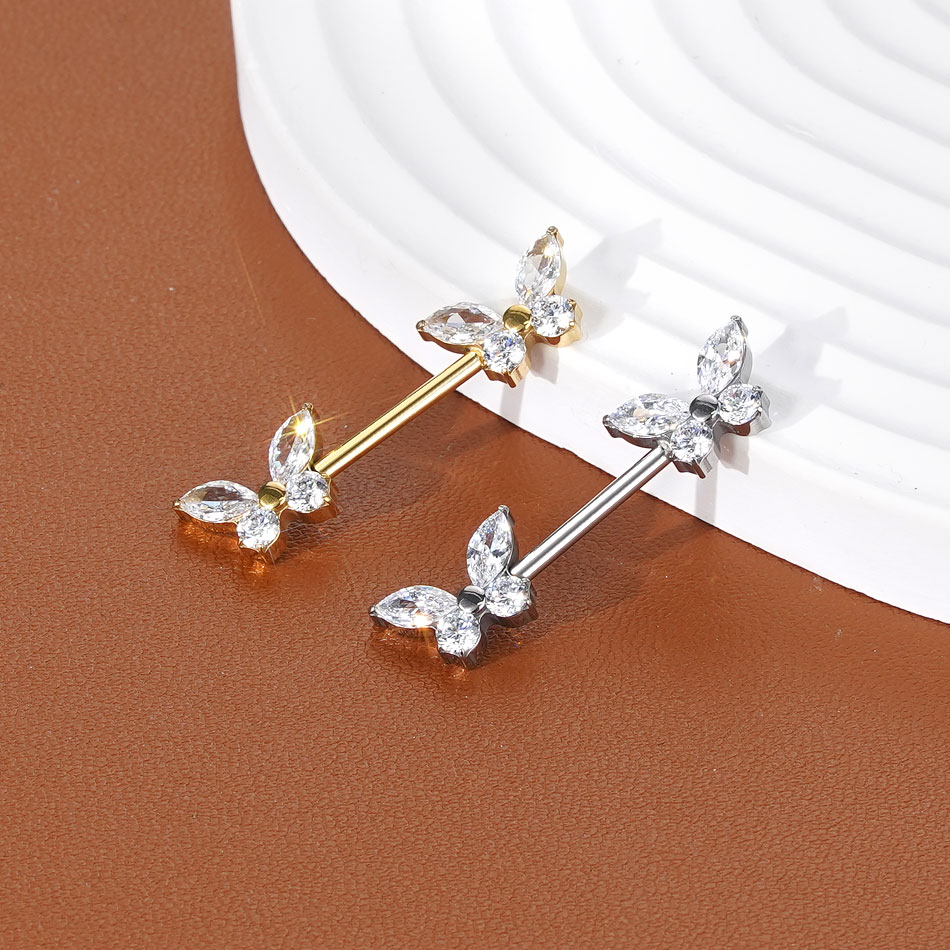 1個入り G23 チタン製ニップルリング ストレートバーベル - Body Jewelry Nipple Rings のレビューと価格