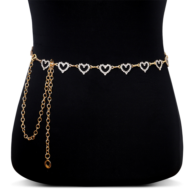 ファッションラインストーンハートウエストチェーン女性用調節可 - Body Jewelry Online のレビューと価格