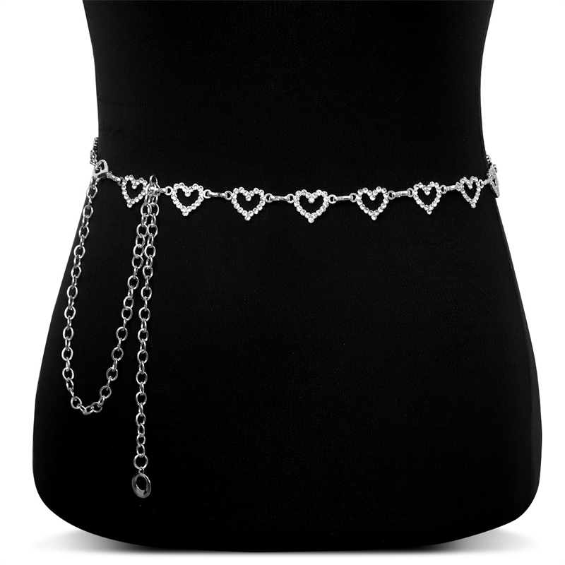 ファッションラインストーンハートウエストチェーン女性用調節可 - Body Jewelry Online のレビューと価格